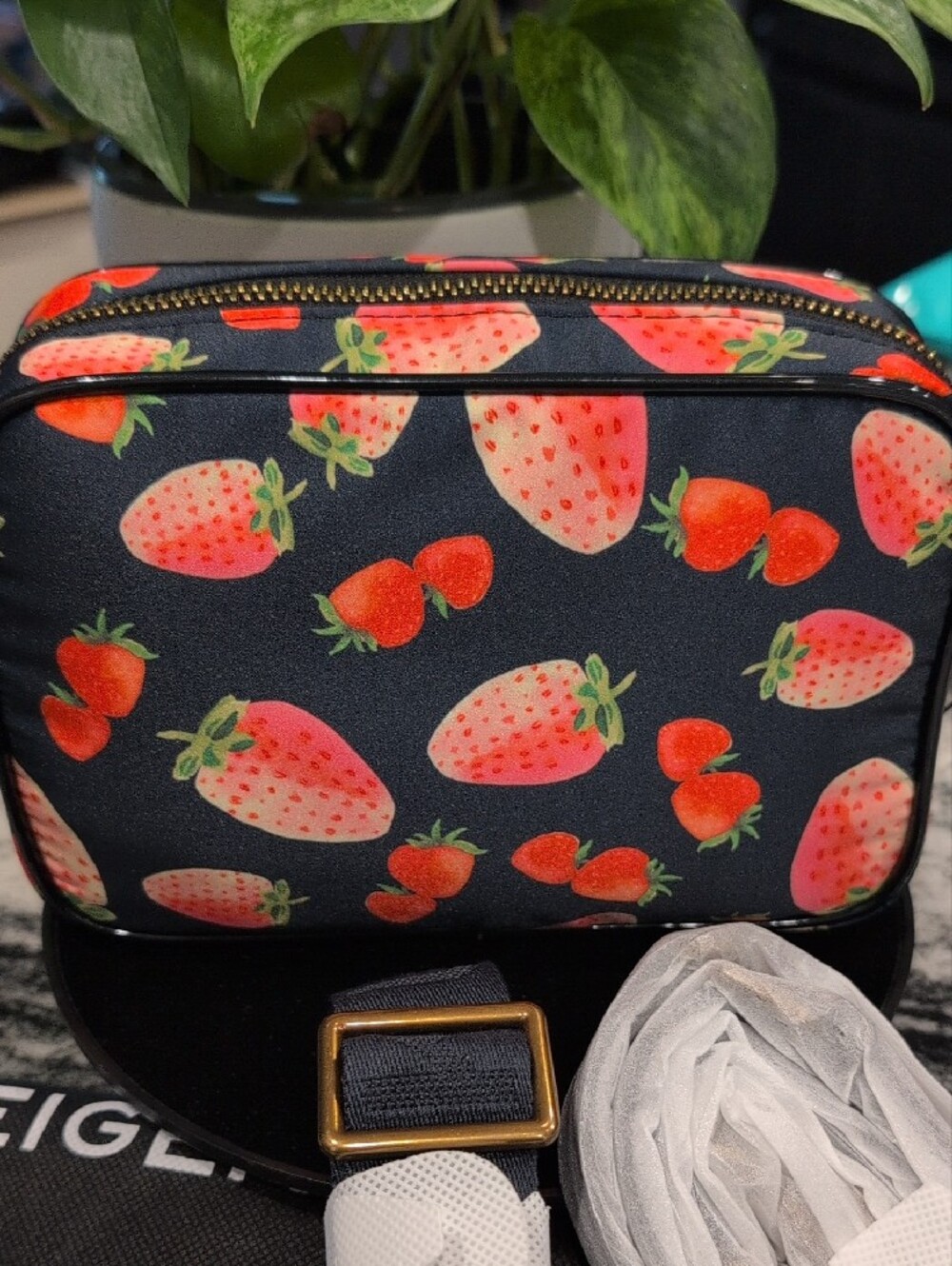 Kurt Geiger Camera Crossbody Bag with Strawberry Print - Picture 4 of 7